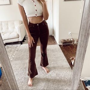 Shein Brown Corduroy Flare Pants